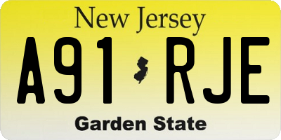 NJ license plate A91RJE