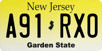 NJ license plate A91RXO