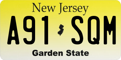 NJ license plate A91SQM
