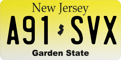 NJ license plate A91SVX
