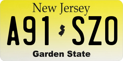NJ license plate A91SZO
