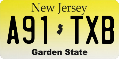 NJ license plate A91TXB