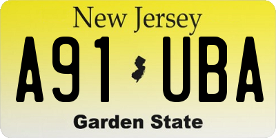 NJ license plate A91UBA