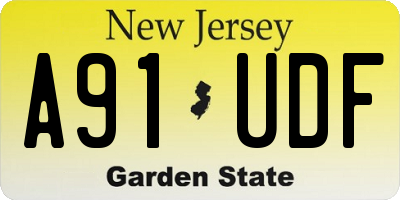 NJ license plate A91UDF