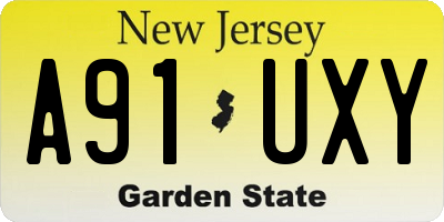 NJ license plate A91UXY