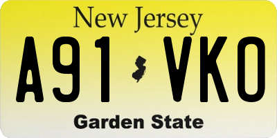 NJ license plate A91VKO
