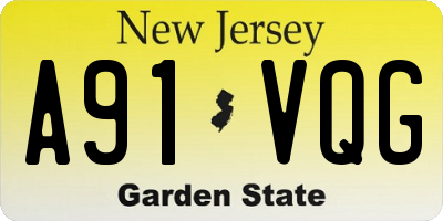 NJ license plate A91VQG