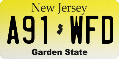 NJ license plate A91WFD