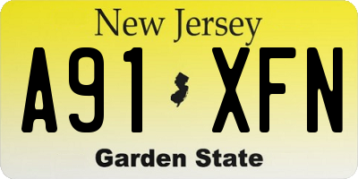 NJ license plate A91XFN