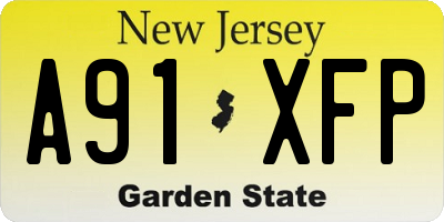NJ license plate A91XFP