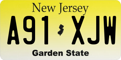 NJ license plate A91XJW