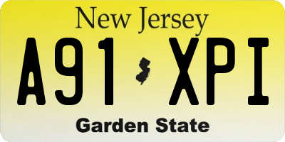 NJ license plate A91XPI