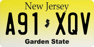 NJ license plate A91XQV