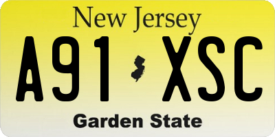 NJ license plate A91XSC