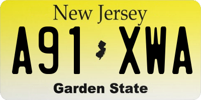 NJ license plate A91XWA