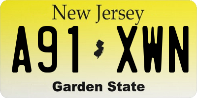 NJ license plate A91XWN