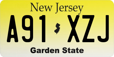 NJ license plate A91XZJ