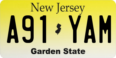 NJ license plate A91YAM