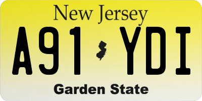 NJ license plate A91YDI