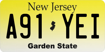 NJ license plate A91YEI