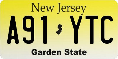 NJ license plate A91YTC