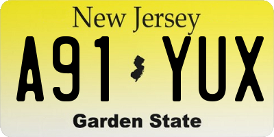 NJ license plate A91YUX