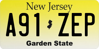 NJ license plate A91ZEP
