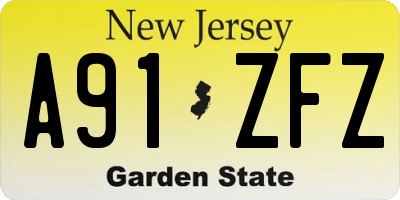 NJ license plate A91ZFZ