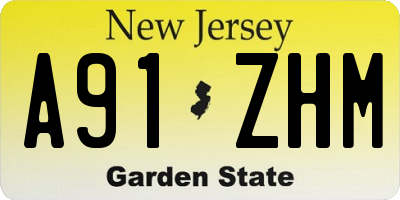 NJ license plate A91ZHM