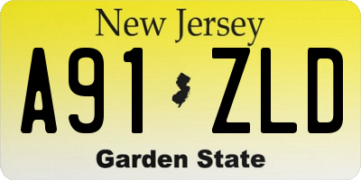 NJ license plate A91ZLD