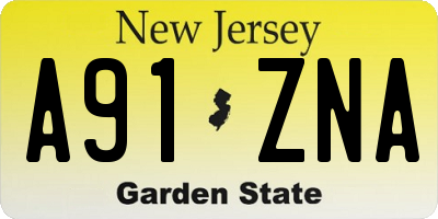 NJ license plate A91ZNA