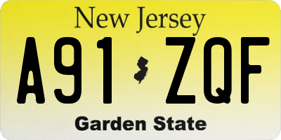 NJ license plate A91ZQF