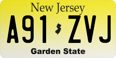 NJ license plate A91ZVJ