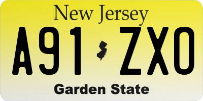 NJ license plate A91ZXO