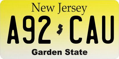 NJ license plate A92CAU