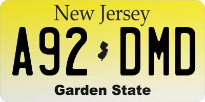 NJ license plate A92DMD