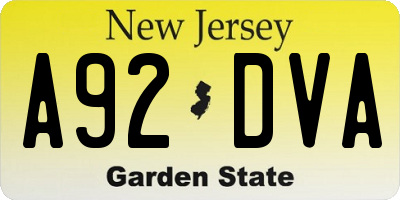 NJ license plate A92DVA