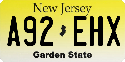 NJ license plate A92EHX