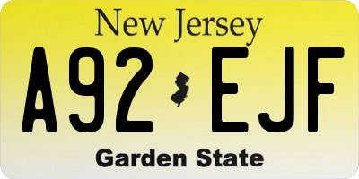 NJ license plate A92EJF
