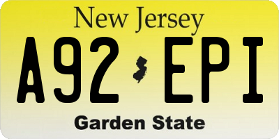 NJ license plate A92EPI