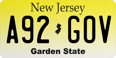 NJ license plate A92GOV