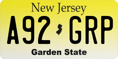 NJ license plate A92GRP
