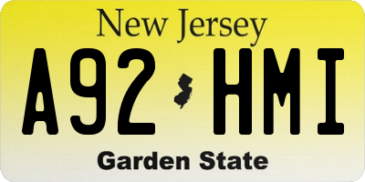 NJ license plate A92HMI