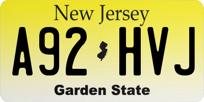 NJ license plate A92HVJ