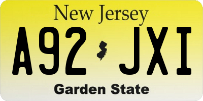 NJ license plate A92JXI