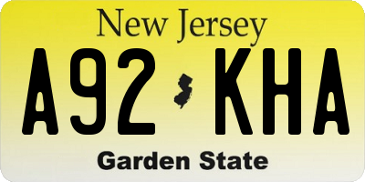 NJ license plate A92KHA