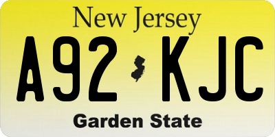 NJ license plate A92KJC