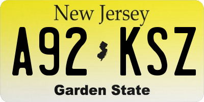 NJ license plate A92KSZ