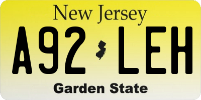 NJ license plate A92LEH