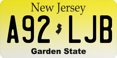 NJ license plate A92LJB